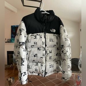 Northface Nupste Puffer Jacket San Francisco broken grid black white xl